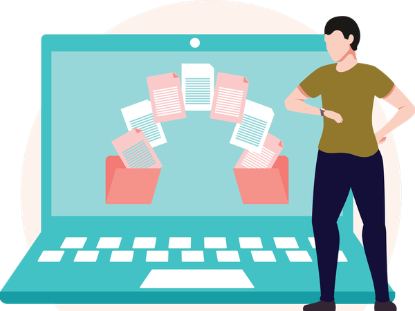 Man working on Copy writing  Illustration