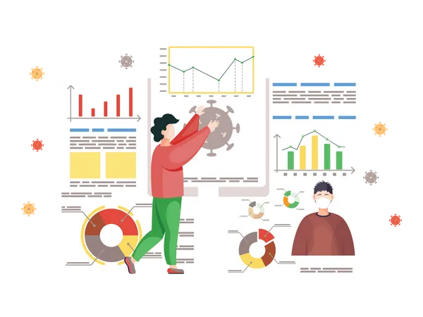 Man working on Coronavirus statistics  Illustration