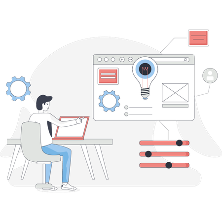 Man  working on creative process  Illustration