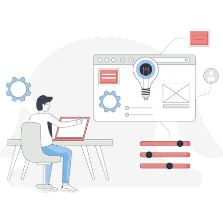 Man  working on creative process  Illustration