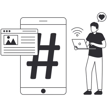Man working on Cross Posting  Illustration