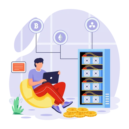Check Out Flat Illustration Of A Crypto Server 일러스트레이션