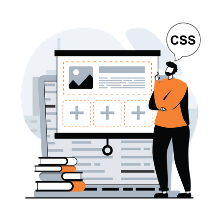 Man working on CSS development Illustration
