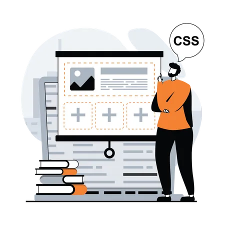 Man working on CSS development  Illustration