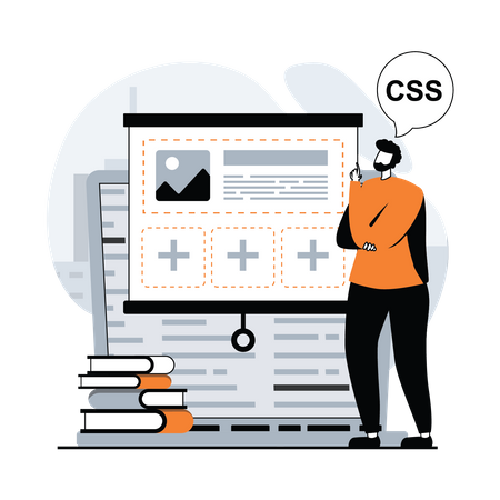 Man working on CSS development  Illustration