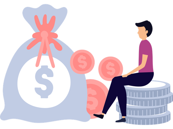 Man working on currency echange  Illustration