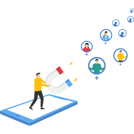 Man working on customer retention  Illustration