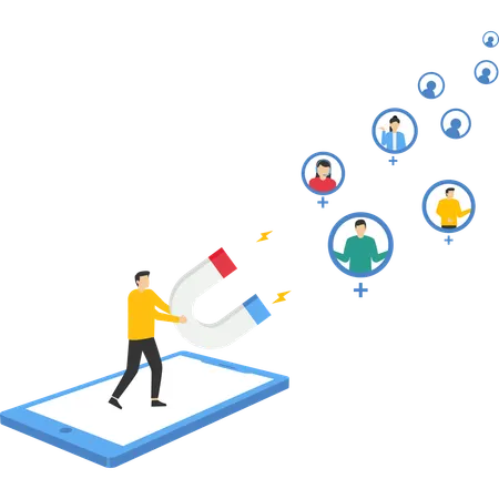 Man working on customer retention  Illustration