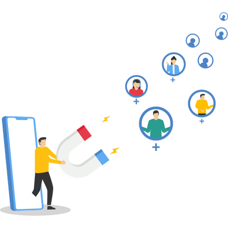 Man working on customer retention  Illustration