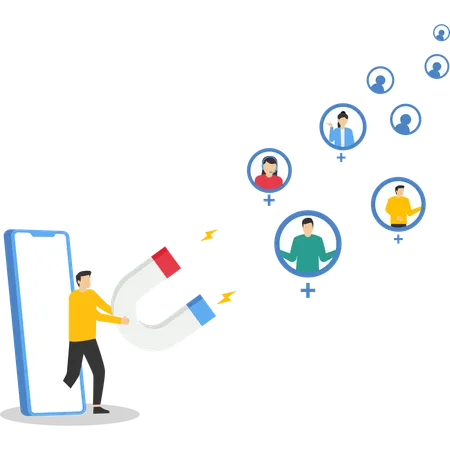 Man working on customer retention  Illustration