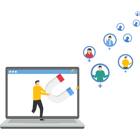 Man working on customer retention  Illustration