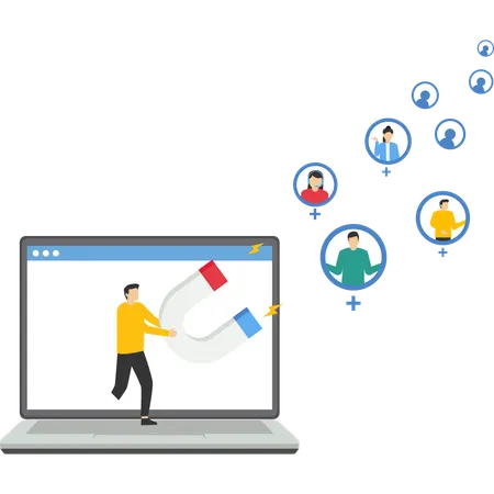 Man working on customer retention  Illustration