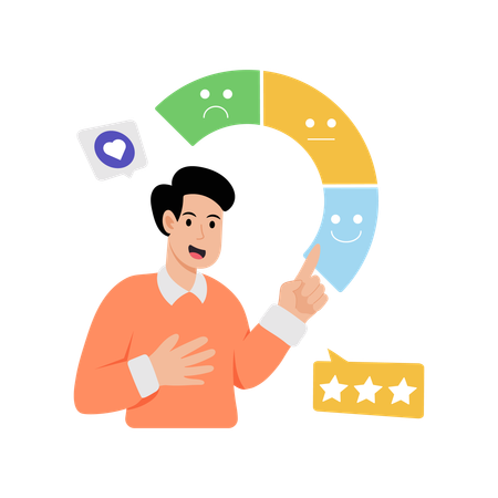 Man working on customer review  Illustration