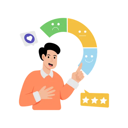 Man working on customer review  Illustration