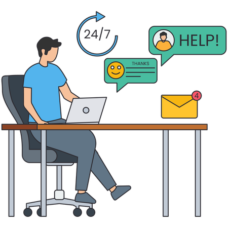 Man working on customer support  Illustration