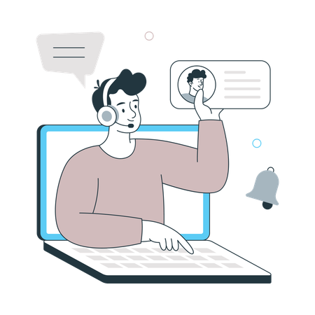Man working on Customer Support Portal  Illustration