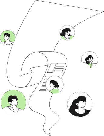 사이버 채용 지원서 작업 중인 남자  일러스트레이션