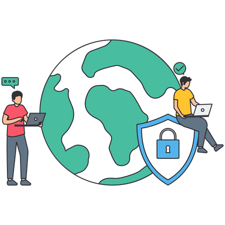Man working on Cyber security  Illustration