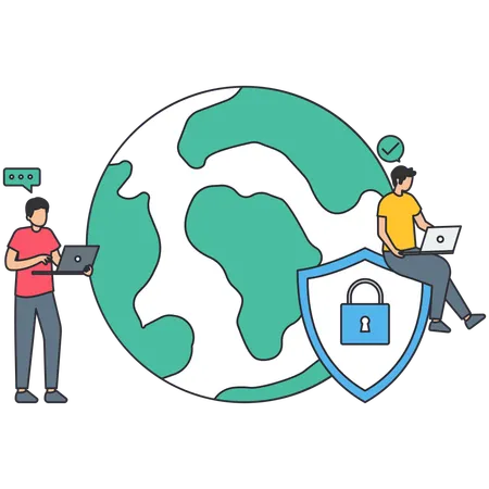 Man working on Cyber security  Illustration