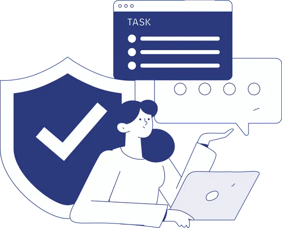 Man working on cyber security program  Illustration