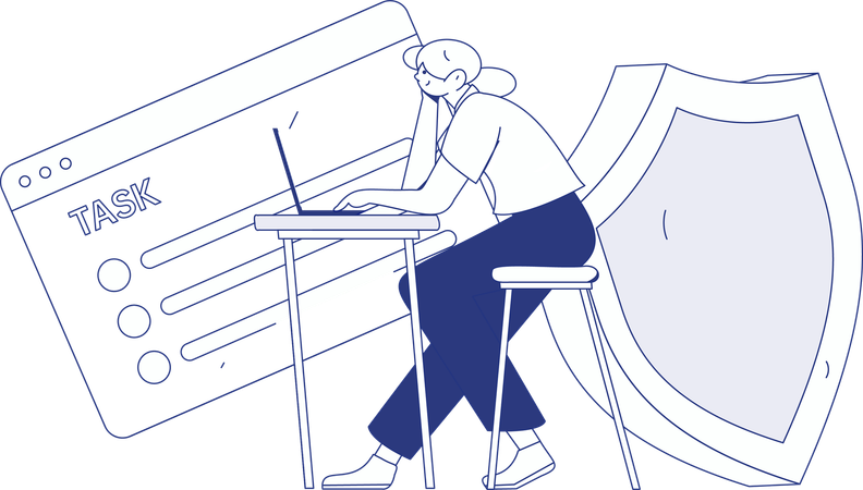 Man working on cyber security service  Illustration