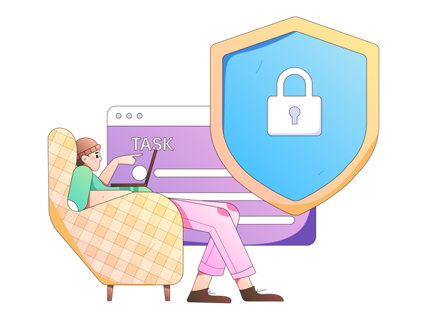 Man working on cyber security task  Illustration