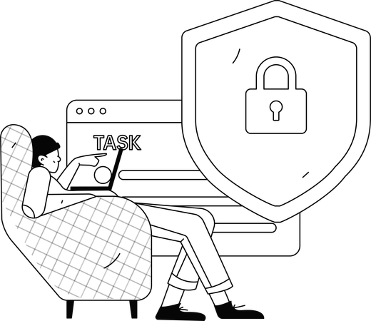 Man working on cyber security task  Illustration
