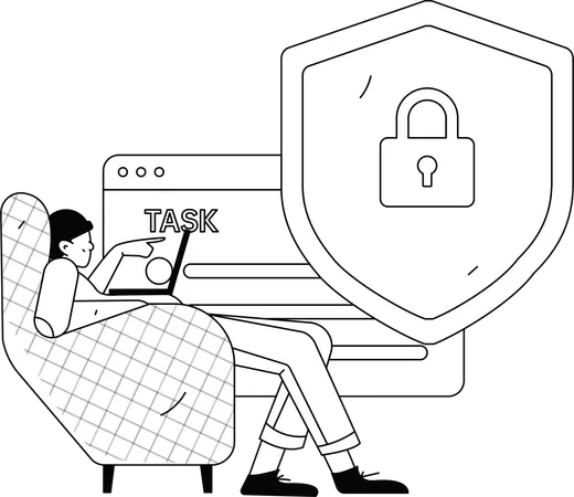 Man working on cyber security task  Illustration