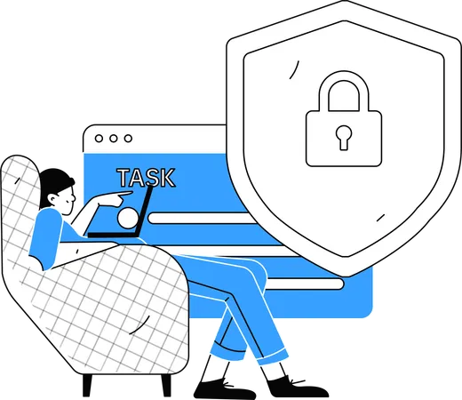 Man working on cyber security task  Illustration