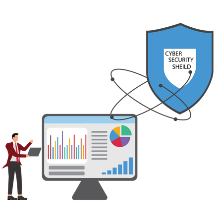 Man working on cybersecurity  Illustration