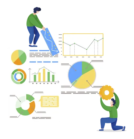 Man working on data analytics  Illustration