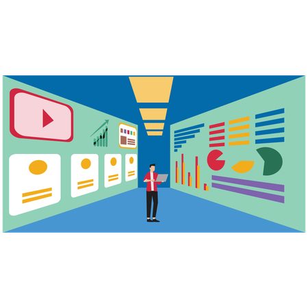 Man working on Data center  Illustration