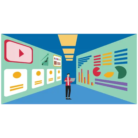 Man working on Data center  Illustration