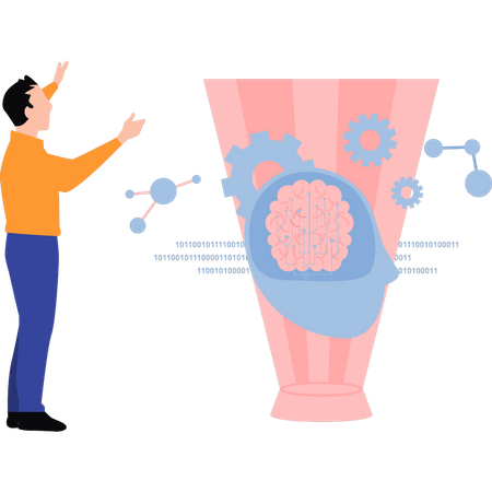 Man working on data coding  Illustration