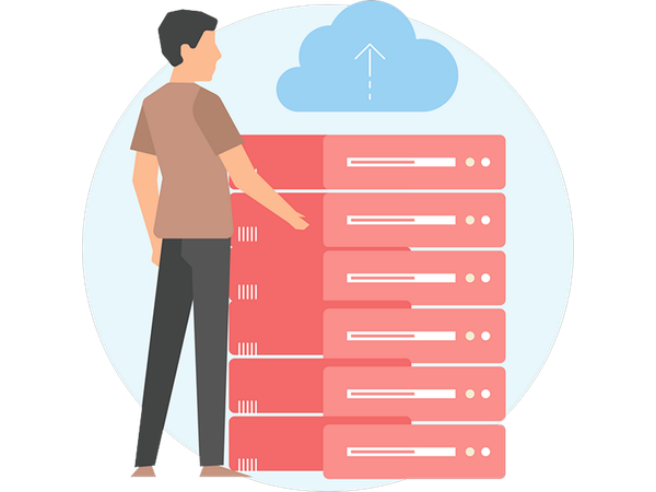 Man working on data hosting  Illustration