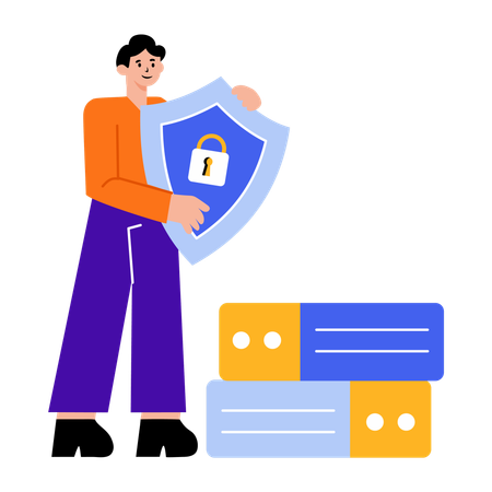 Man working on data protection  Illustration