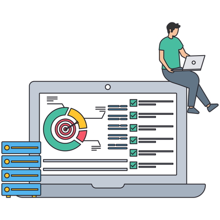 Man working on Database Developer  Illustration