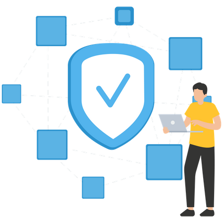 Man working on Decentralized application  Illustration