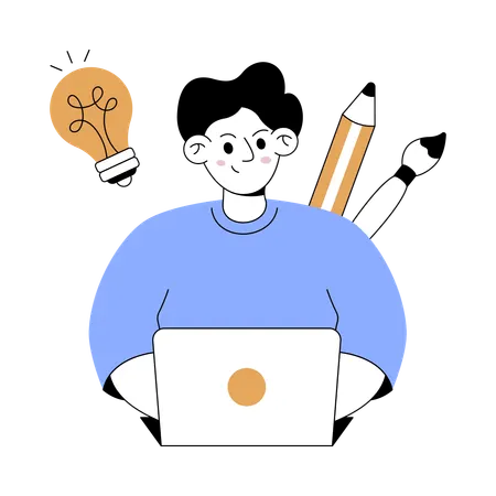 Man working on design thinking  Illustration