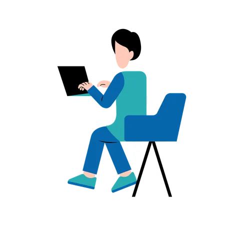 Man Working On Desk  Illustration