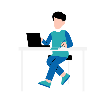 Man Working On Desk  Illustration