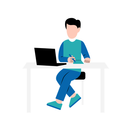 Man Working On Desk  Illustration