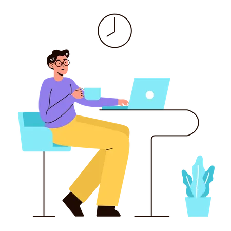 Man working on desk  Illustration