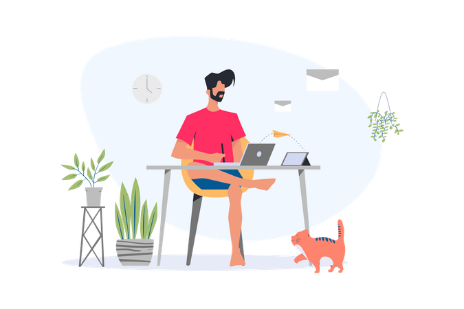 Man working on desk  Illustration