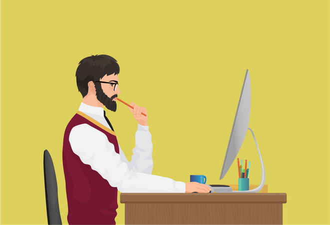 Man working on desk  Illustration
