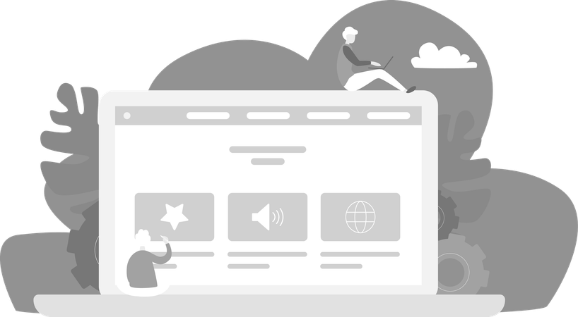 Man Working On Digital Market Place  Illustration