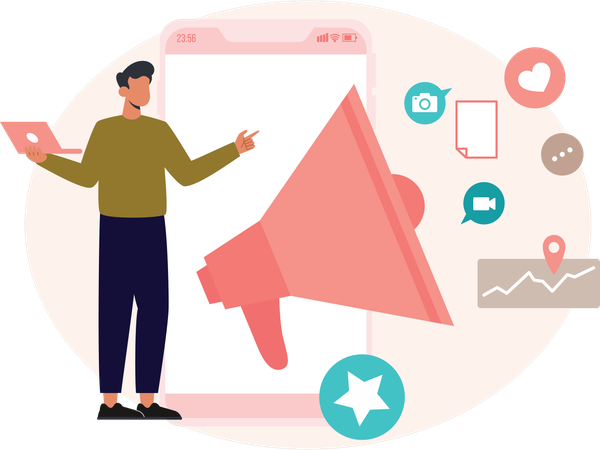 Man working on digital Marketing  Illustration