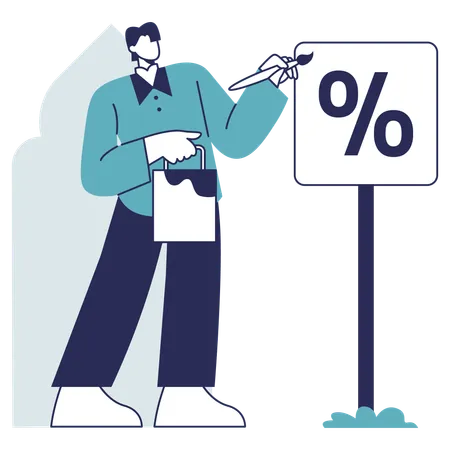 Man working on Discount Promotion  Illustration