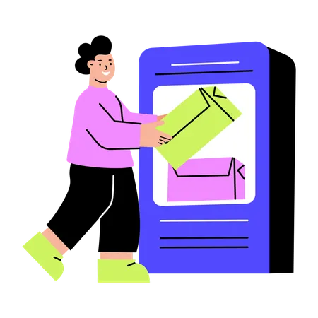 Man working on dispatch parcel  Illustration