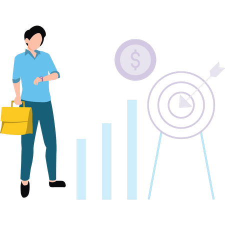 Man working on dollar target  Illustration